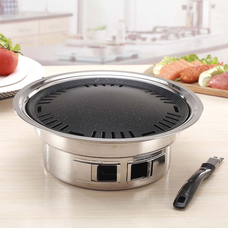 2X Portable Charcoal Grill Stainless Steel Agalmatolite Plate 340mm Smokeless