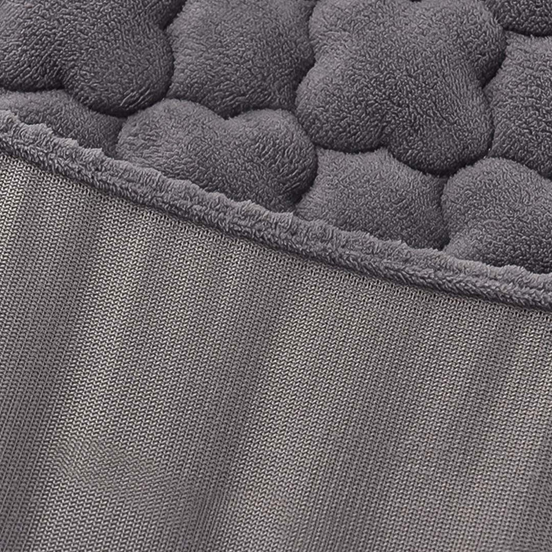 Grey 188cm Quilted Fleece Mattress Cover Set with Pillow Covers