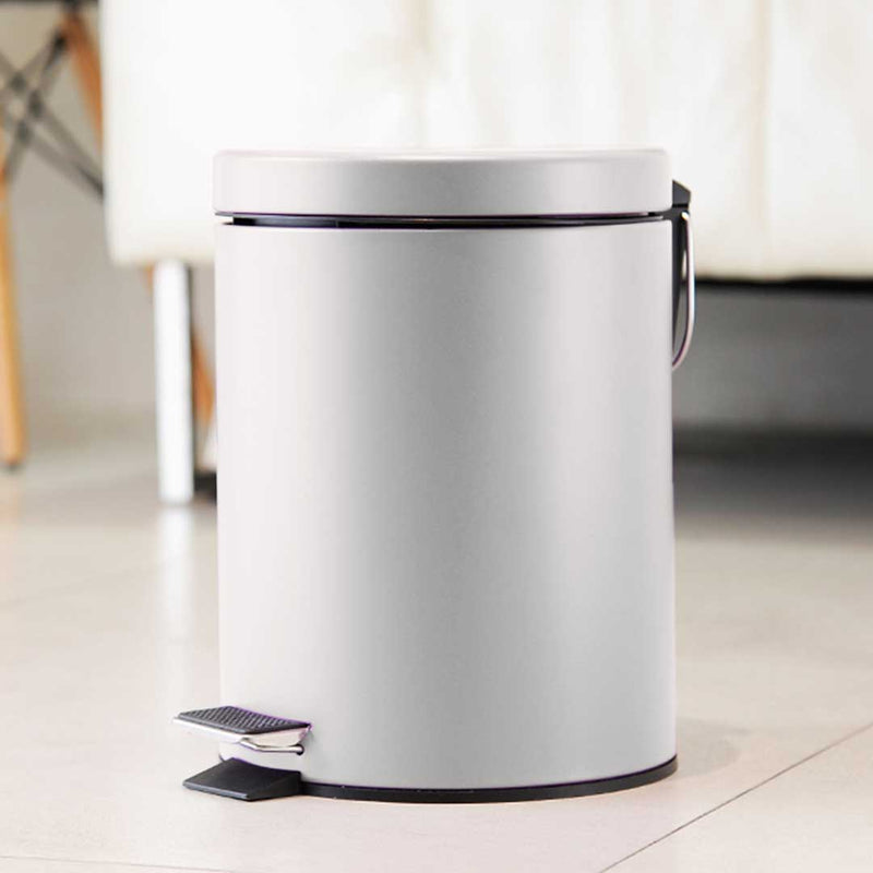 2X 12L Stainless Steel Round Foot Pedal Trash Bin White Removable Inner