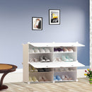 4 Tier 2 Column White Shoe Rack Organizer Durable Space Saving with Cover