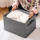 2X Small Grey Non-Woven Fabric Organizer Box 60L With Lid Dustproof Quilted