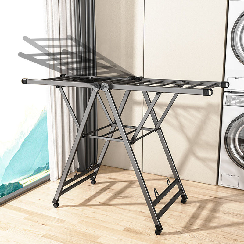 2X 1.6m Aluminum Alloy Foldable Wing Shape Clothes Drying Rack 20kg Dark Grey