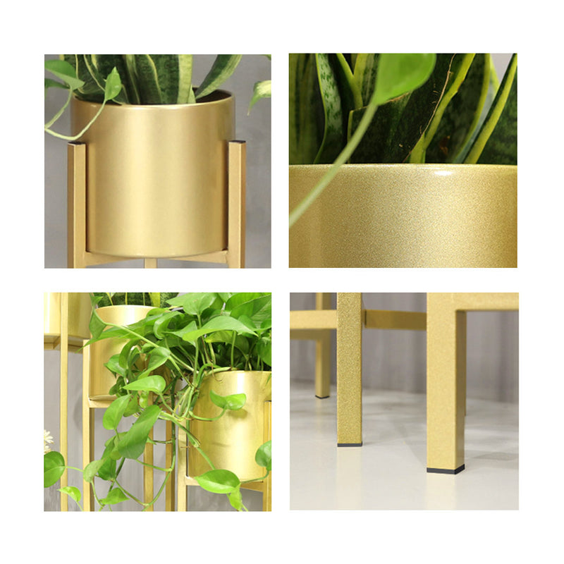 4X 60cm Gold Metal Plant Stands With Detachable Enamel Pots Corner Indoor