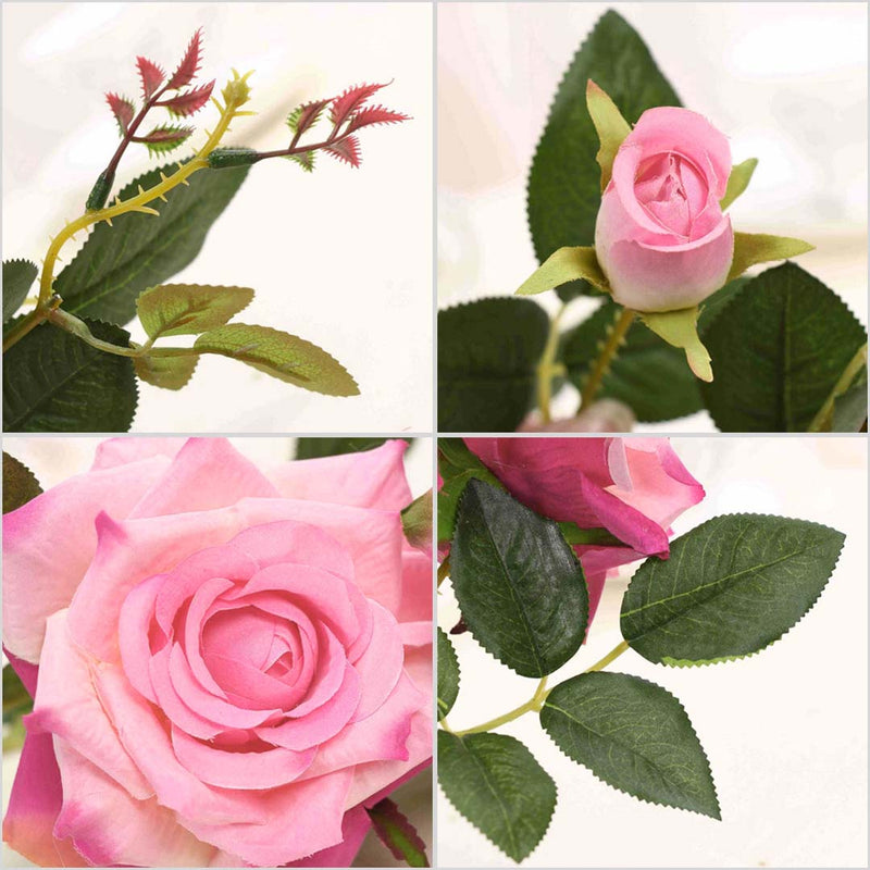 Artificial Silk Rose Bouquet 12pcs Real Touch 85cm White Table Decor