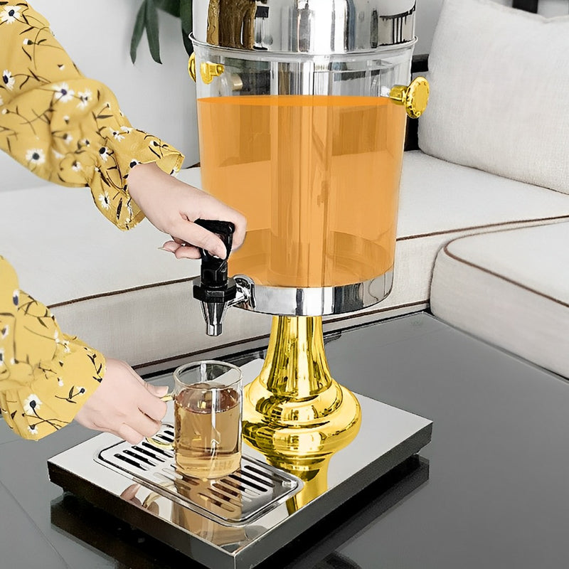Single 8L Stainless Steel Beverage Dispenser Transparent Commercial Gold Silver