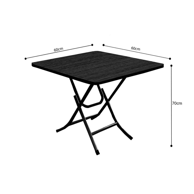Black Square Dining Table Mdf 60x60x70cm Iron Legs Folding Portable