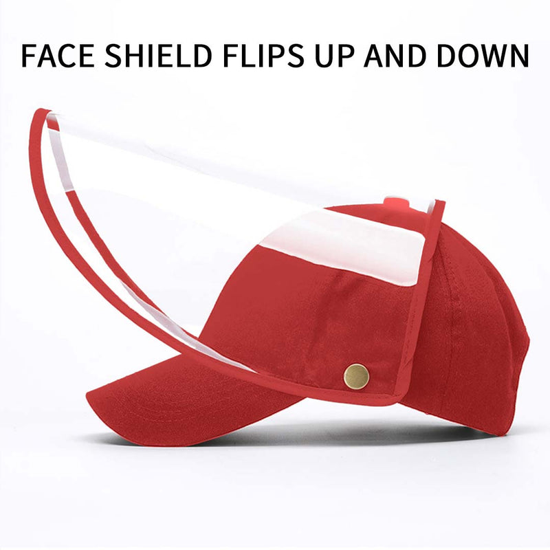 2X Kids Protective Hat With Full Face Anti Fog Tpu Shield 26cmx35cm Red Cotton