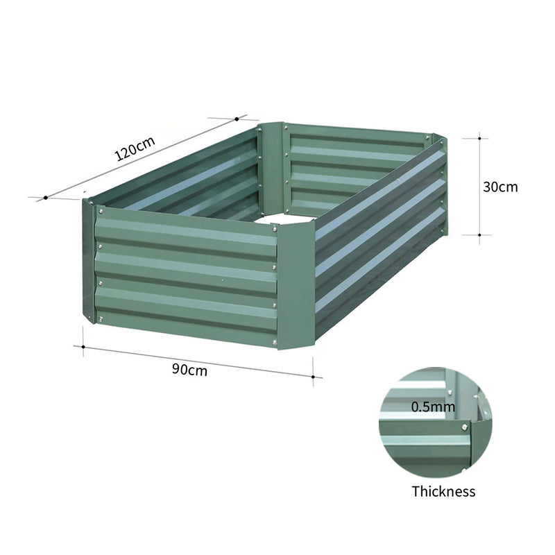 120X90cm Rectangle Galvanised Iron Raised Outdoor Garden Bed Green