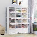 9 Tier 3 Column White Shoe Rack Organizer Stackable Portable Storage Cabinet