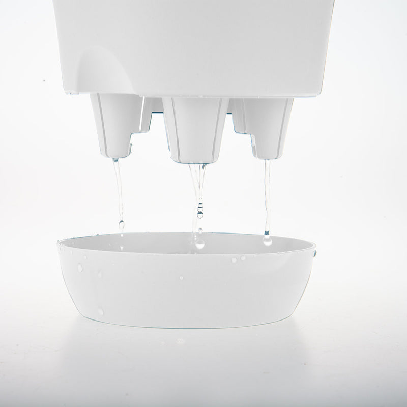 White Plastic Self Watering Plant Pot Indoor Outdoor Garden 19.5cm Set of 2