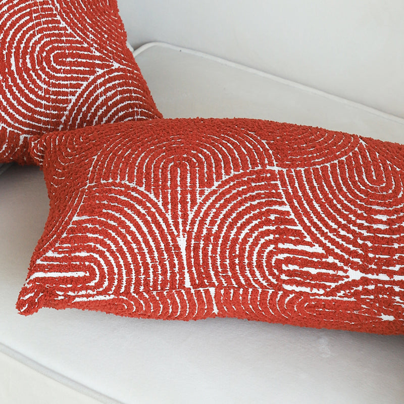 2X 35x55x18cm Throw Pillow Polyester Cotton Corded Burgundy Indoor Outdoor