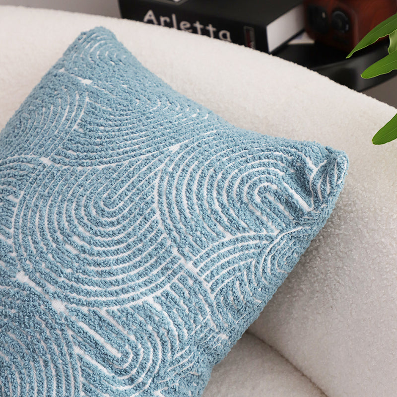 Blue Geometric Corded Throw Pillow Polyester Cotton 50x50x18cm Indoor Outdoor