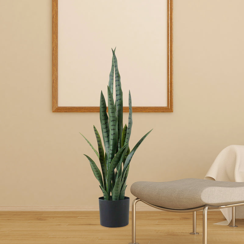 4X 95cm Artificial Sansevieria Snake Plants Plastic Green Black Planters