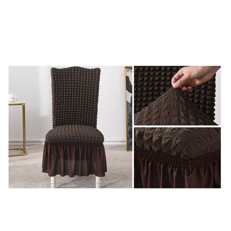 Chair Cover Stretch Polyester Seat Protector Ruffle Skirt Coffee