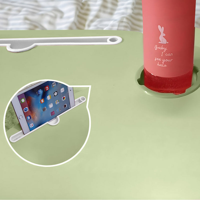 2X Green Portable Bed Table 60x48x28cm Metal Frame Foldable Drawer Cup Holder