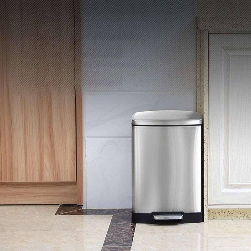 12L Stainless Steel Pedal Trash Bin Rectangular Silver Soft Close Lid