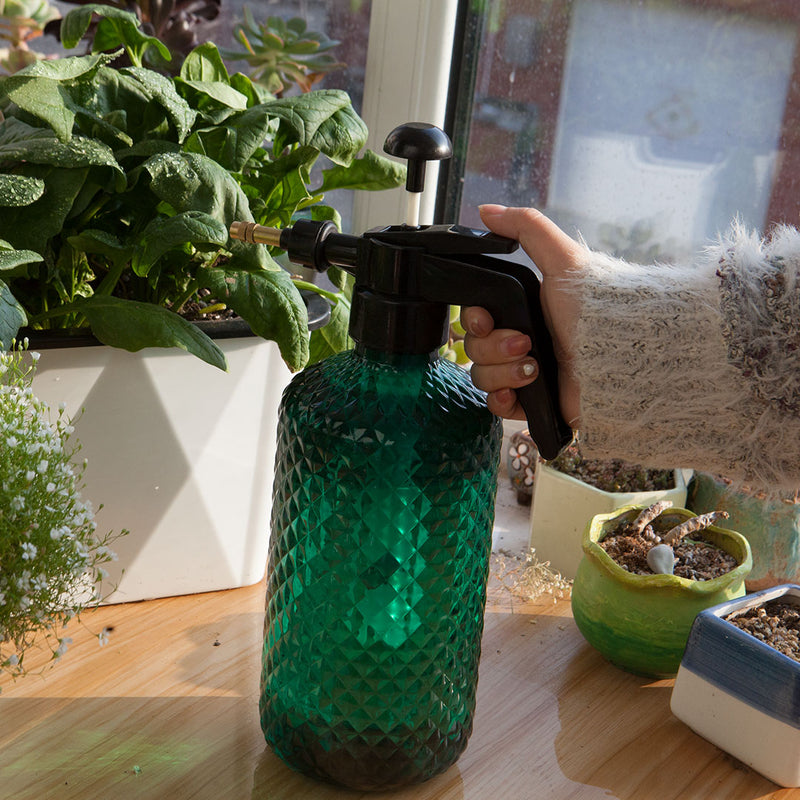2 Liter Mist Spray Bottle Adjustable Nozzle Ergonomic Handle Green Plastic