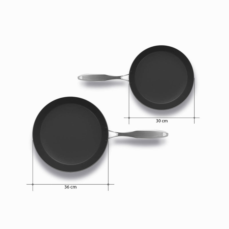 Stainless Steel Fry Pan 30cm 36cm Induction Compatible Non Stick Riveted Handle