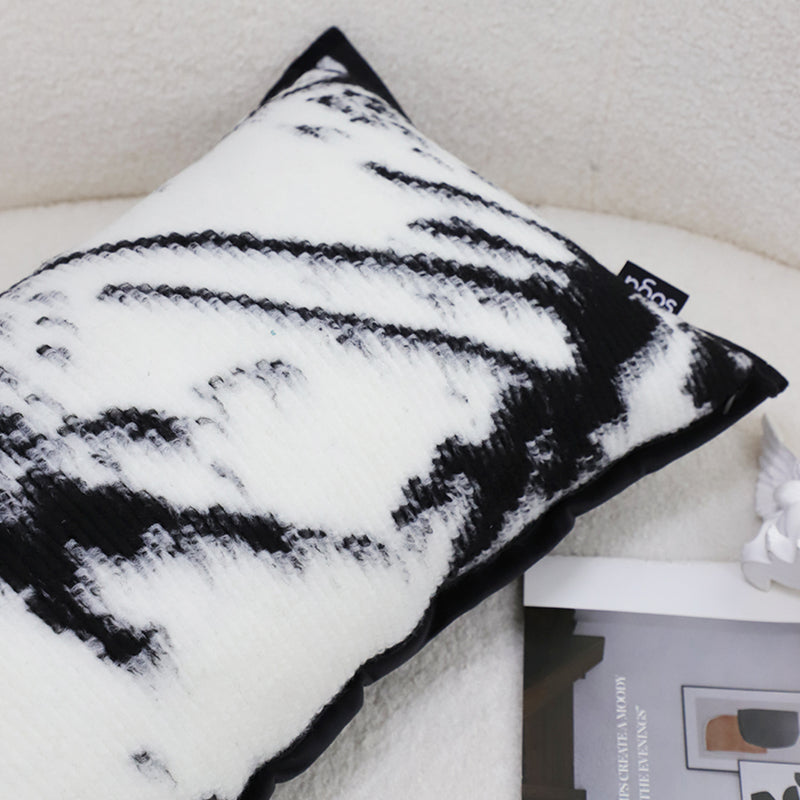 2X 35x55x18cm Throw Pillows Plush Polyester Cotton Blend Black White