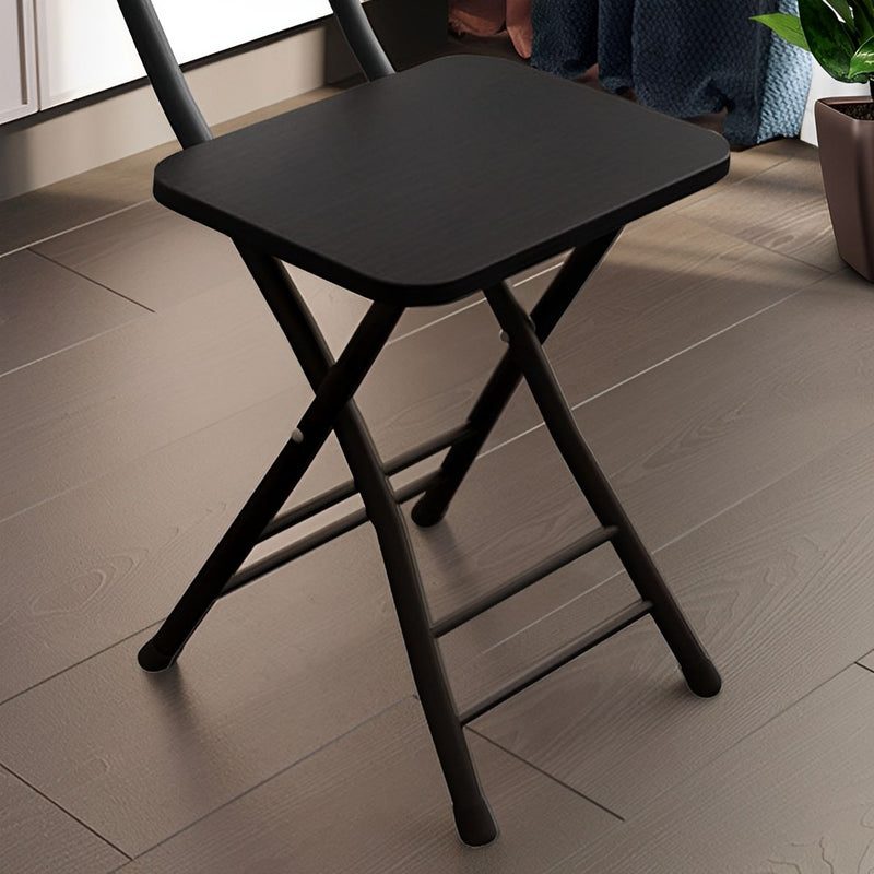Foldable MDF Chair Aluminum Legs 77cm Height Lightweight Black Set of 2
