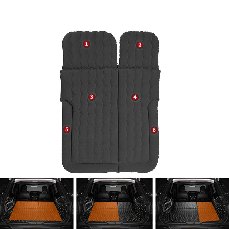 2X Black Inflatable Car Boot Mattress PVC Flocking Air Bed Camping Travel