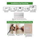 Wall Mounted Kitchen Utensil Rack Aluminum 41cm Space-Saving With Hooks Black