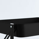 3 Tier Black Foldable Kitchen Cart Carbon Steel Storage Organizer With Wheels