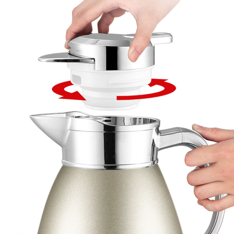 2X 1.8L Silver Double-Wall Thermal Flask Stainless Steel Vacuum Insulated