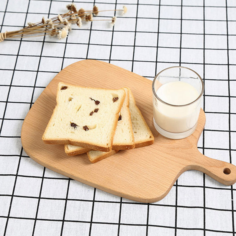 26cm Brown Beech Wood Rectangle Serving Tray Chopping Board With Handle