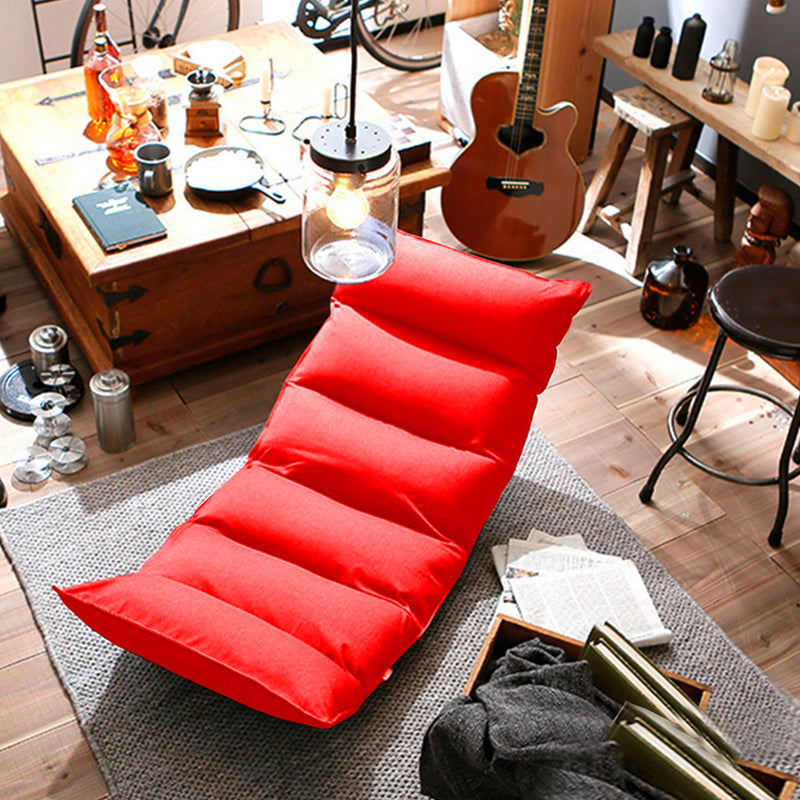2X Foldable Suede Floor Lounge Recliner Chair 5 Positions 130x53x13cm Red