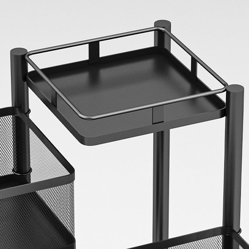 5 Tier Carbon Steel Rotating Kitchen Cart 30x30x97cm Black Wheels 10Kg Shelf
