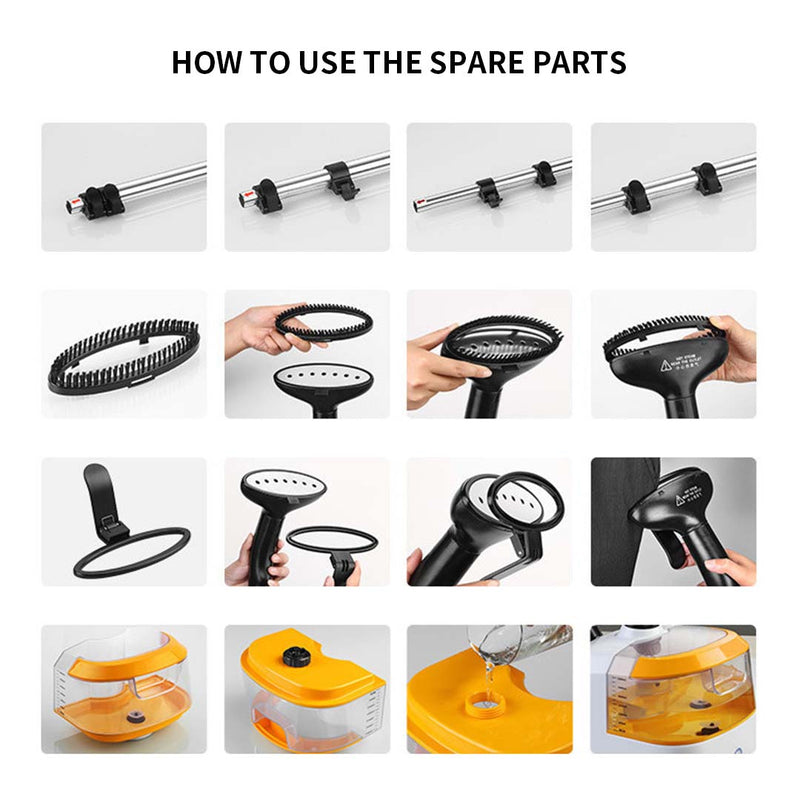 2X Portable Garment Steamer 1800W 80 Min Steam Time Red Telescopic Pole