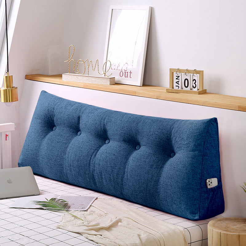 150cm Blue Triangular Wedge Backrest Pillow Polyester Pp Filled Removable Cover