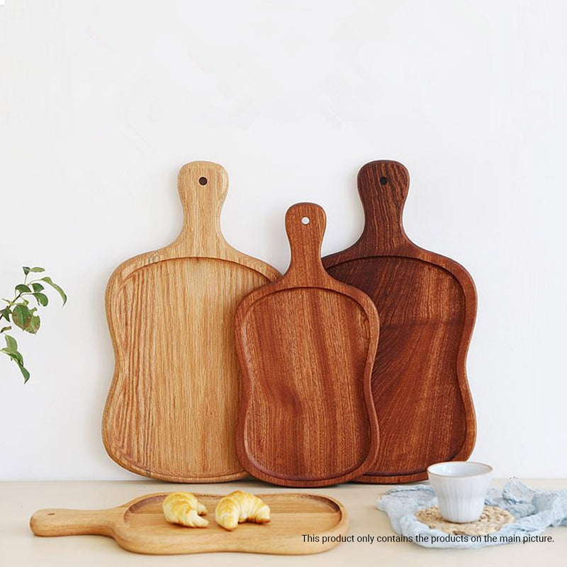 2X 18cm Brown Wooden Serving Tray Board with Handle Eco-Friendly Home Decor