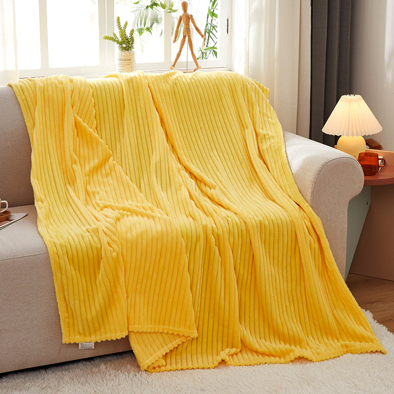 2X Yellow Thin Flannel Polyester Throw Blanket 200 X 230 Cm Lightweight