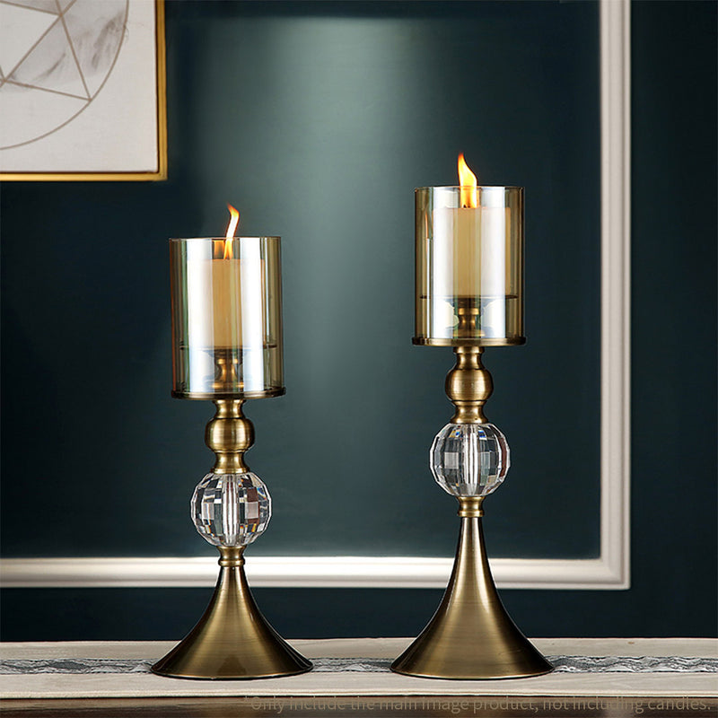 43cm Glass Metal Candle Holder Tall 14cm Width Wedding Home Decor