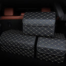 4X Leather Car Boot Organizer Large Foldable Collapsible Black Gold Stitch