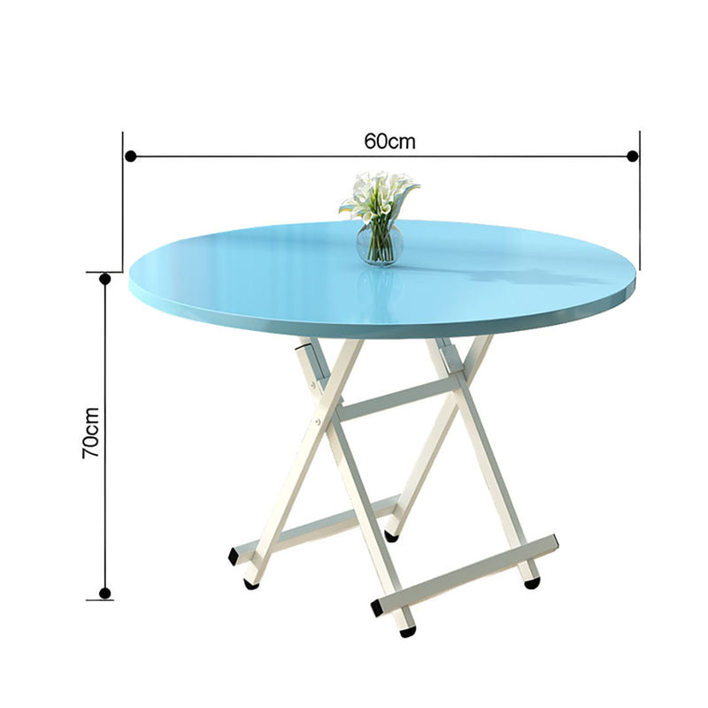 2X Blue Round MDF Folding Dining Table 60cm Space Saving Home Decor