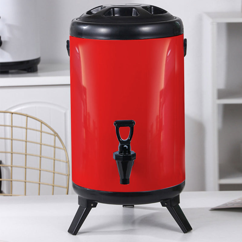 8X 16L Stainless Steel Insulated Hot And Cold Beverage Dispenser With Faucet Red