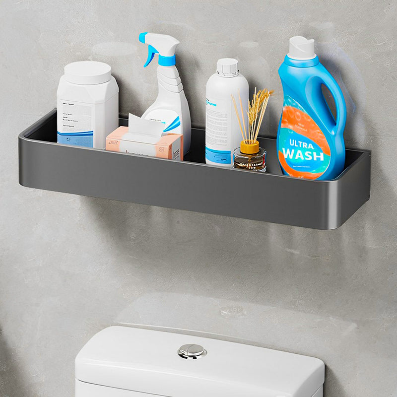 42cm Aluminum Wall Mounted Kitchen Spice Rack Black Space Saving Shelf