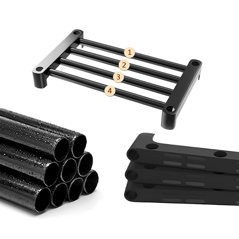 2X 21 Shelf Shoe Rack Plastic Coated Iron Pipe 128x30x155cm Black With Handle