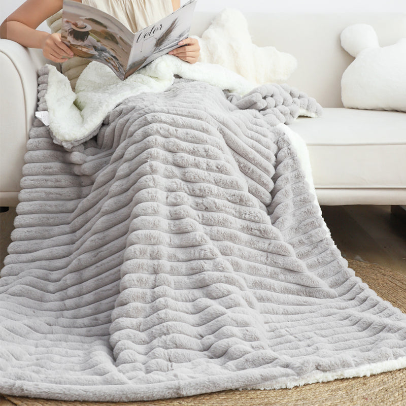 Milk Velvet Throw Blanket 150x200cm Polyester Smoke Gray Luxuriously Soft