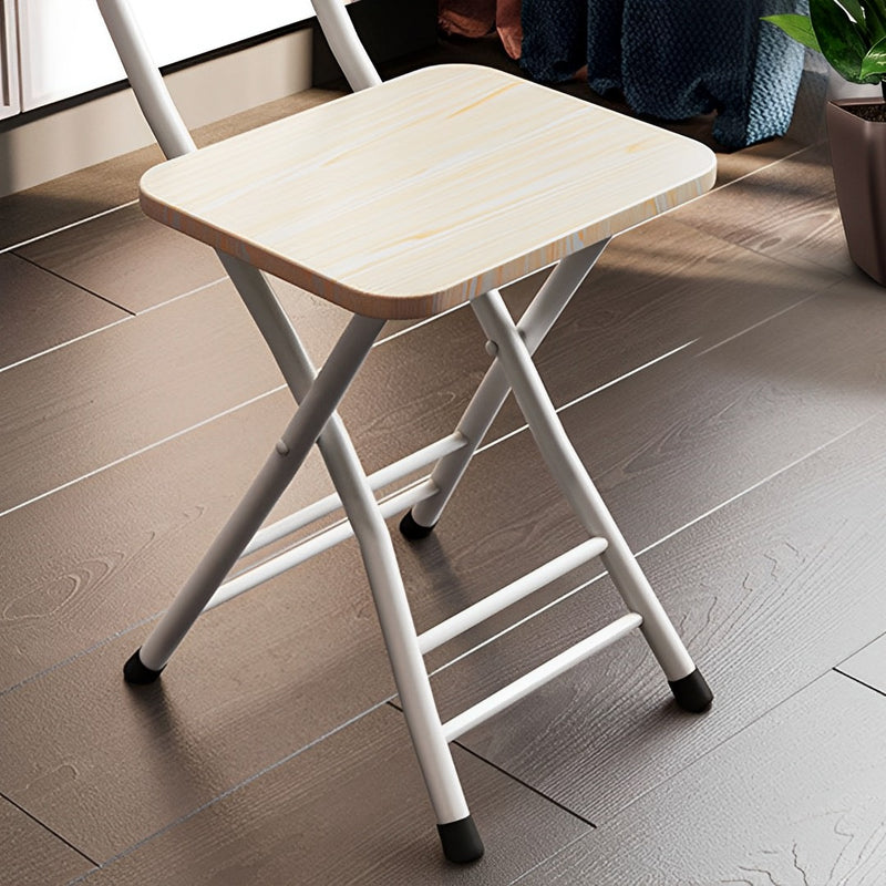 Foldable Chairs Mdf Seat Aluminum Legs 77cm Height 44cm White Maple Set of 2
