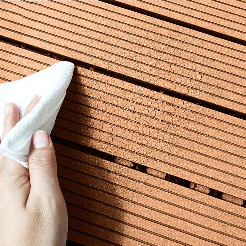 11 pcs Wooden Composite Decking Tiles 30X30X2.2cm Coffee Interlocking