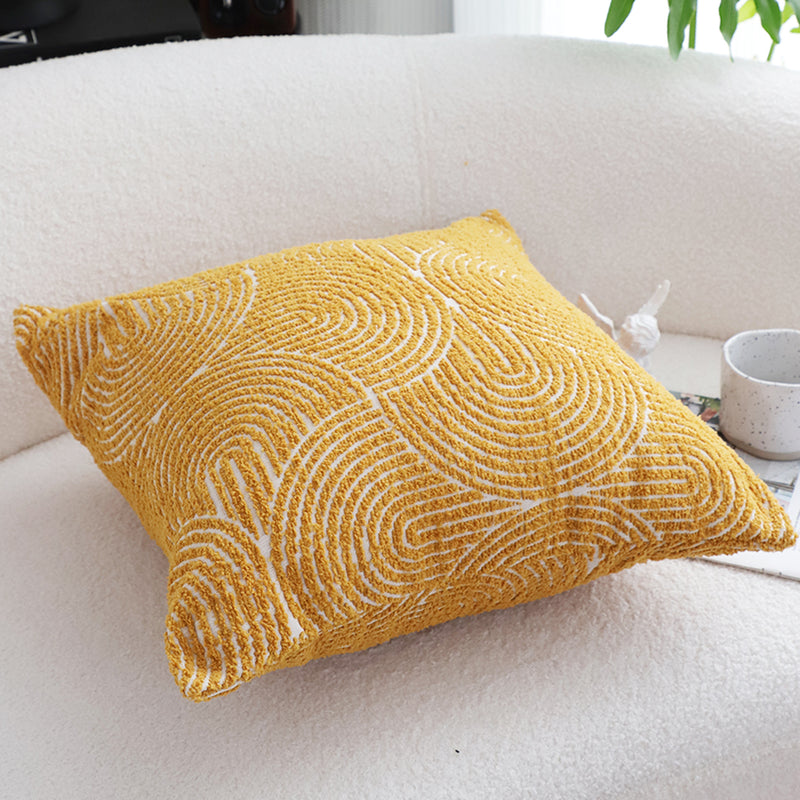 Throw Pillow Polyester Fiber Cotton Blend 50x50x18cm Plush Large Mustard Yellow