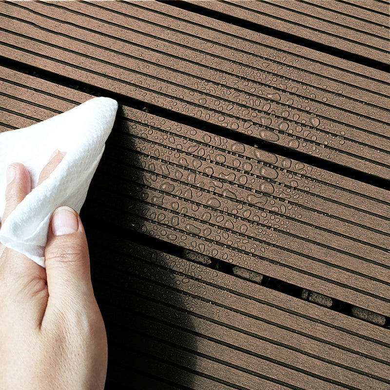 2X 11 pcs Light Chocolate Wooden Composite Decking Tiles Outdoor Flooring