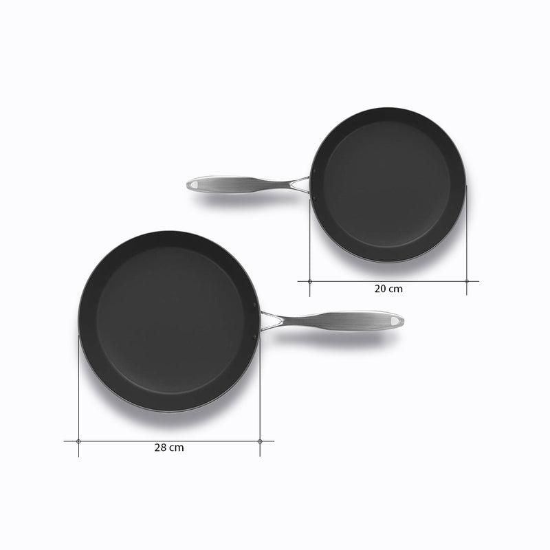 Stainless Steel Fry Pan Set 20cm 28cm Induction Non Stick Interior
