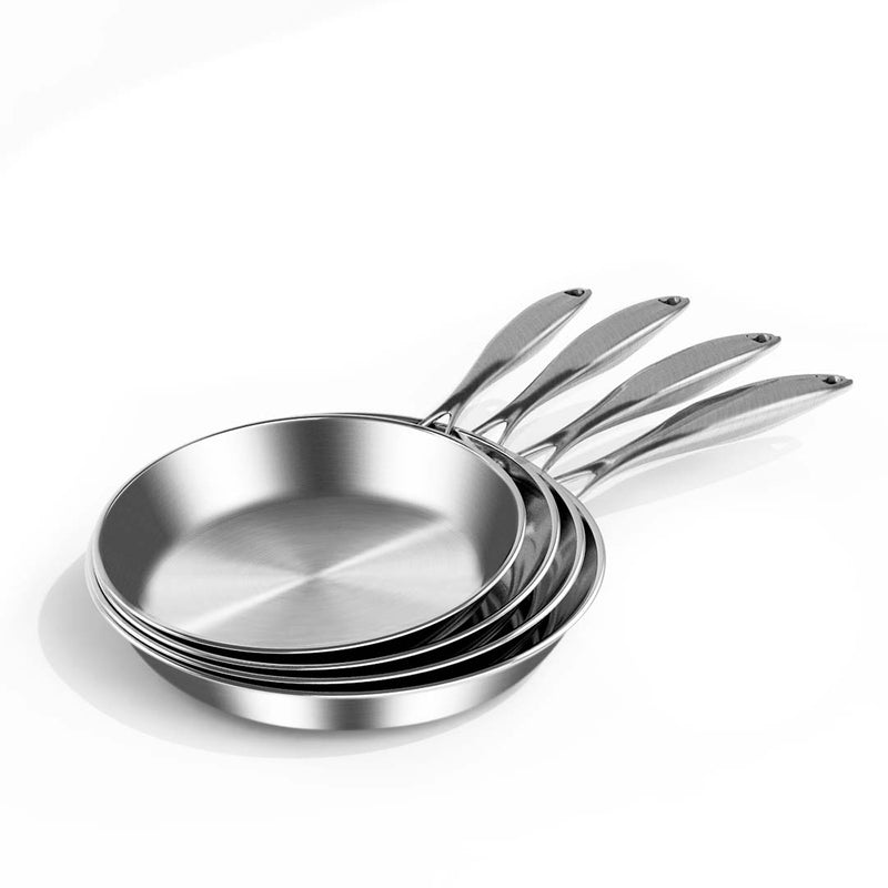 6X Stainless Steel Fry Pans 22cm To 32cm Induction Compatible Riveted Handle