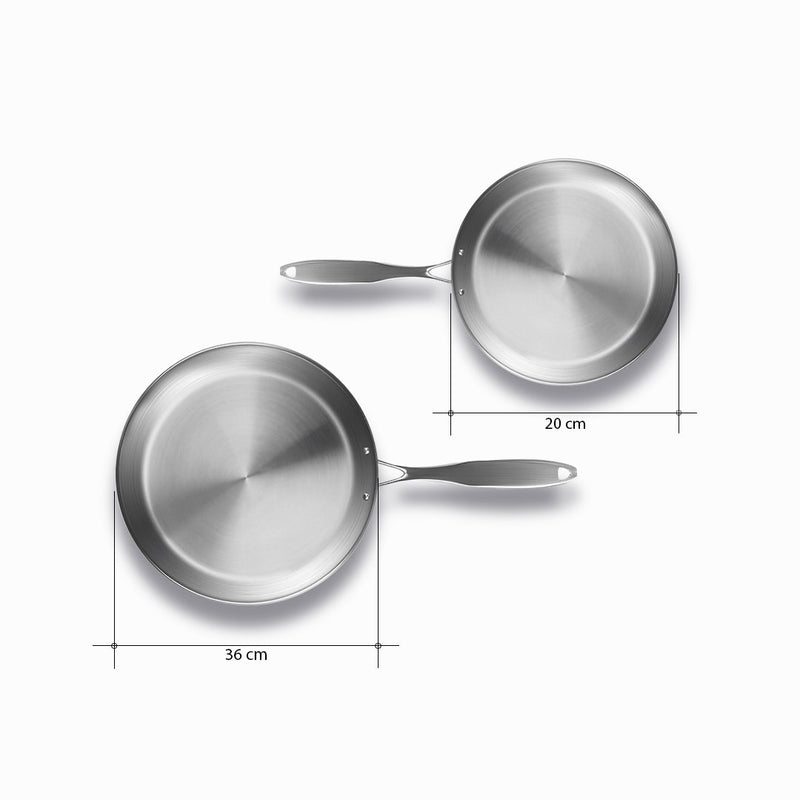 Stainless Steel Fry Pan 20cm 36cm Induction Compatible Riveted Handle