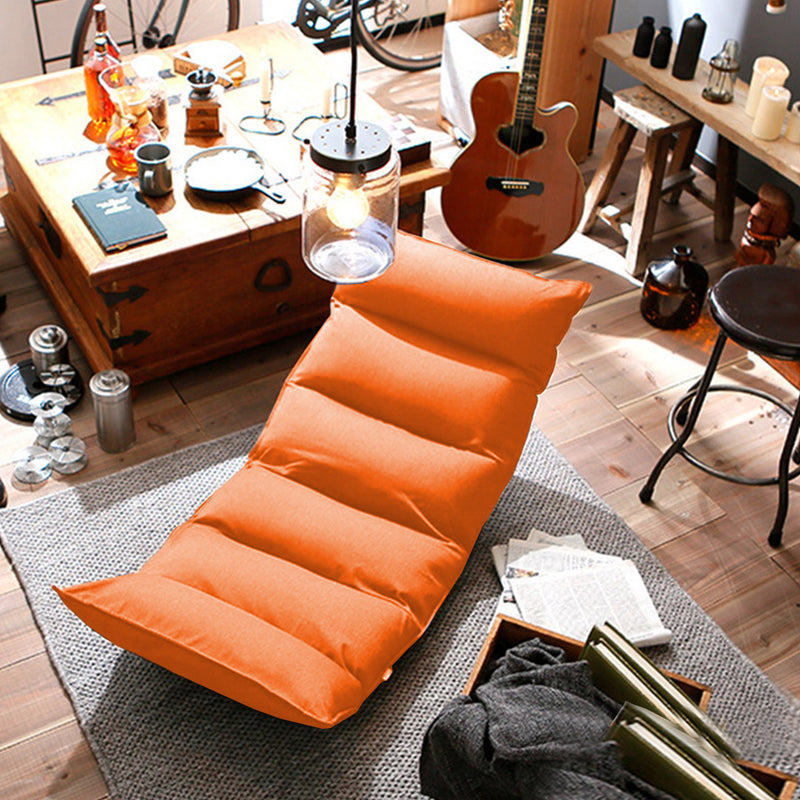 Foldable Suede Floor Sofa Bed Recliner Chair 5 Angles Orange 130cm